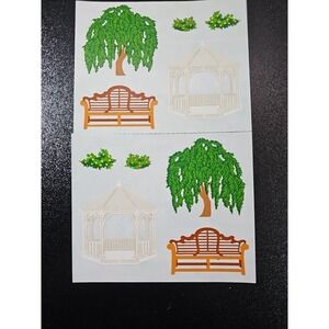 Mrs. Grossman Paper Whisper Sticker ~ Town Park Gazebo, Park Bench, Willow Tree.